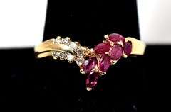 Beautiful 14k Yellow Gold Ruby Gemstone Ring with Diamond Accents