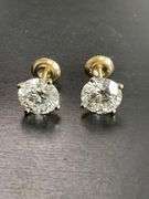 BRAND NEW 2.00 CARATS LAB GROWN DIAMOND STUDS. 14K YELLOW GOLD