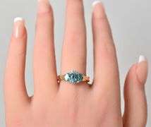 Gorgeous 14K Yellow Gold Blue Topaz Gemstone Ring with Diamond Accents