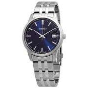 Seiko Men's Stainless Steel Quartz Watch – Blue Dial, 40mm, Date Display, Hardlex Crystal