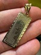 10k Yellow Gold $100 Dollar Bill Pendant