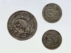 (Lot Of 3) Mexican Silver Coins, 50% Silver