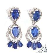 Sparkling 5.10CTW Kyanite & Diamond Dangle Earrings in Sterling Silver