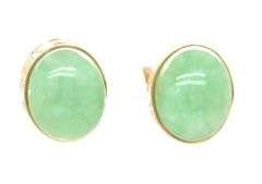 14kt Yellow gold oval Jade earrings