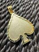 10K Yellow Gold Spades Card Suit Pendant