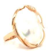 14kt Yellow gold Mabe pearl leaf ring
