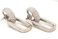 18kt White gold 0.60ctw pave diamond link dangle earrings