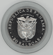 Gem Cameo Proof Large 1972 Panama 20 Balboas Silver Piece. Box/COA