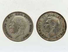 1931 & 1943 Great Britain Half Crown, Silver