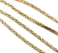 14kt Yellow gold square Byzantine chain necklace