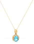 Attractive 14K YG Blue Topaz Pendant on a Necklace