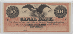 $10 State of Louisiana Obsolete Banknote – Large Eagle Vignette – Civil War Era Currency