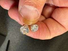 14k Yellow Gold Round 6mm Moissanite Stud Screw Back Earrings