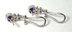 Lovely 18K White Gold Sapphire & Diamond Earrings