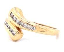 Tasteful 14K YG Diamond Bypass Style Ring