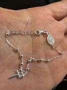 Italian 925 Sterling Silver Rosary 6.5" + 1" Extension Bracelet