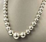 925 Sterling silver Graduated silver bead necklace