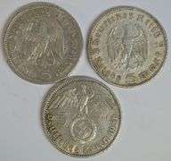 3 1935-A Germany 5 Reichmarks Silver pieces