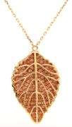 Inticate 18K YG Leaf Pendant on Necklace