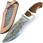 Handmade Damascus Bowie Knife Rosewood Handle