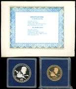 1979 Turks and Caicos 2-Piece Silver 10 Crown and Gold 100 Crown Proof Set in Box w/CoA
