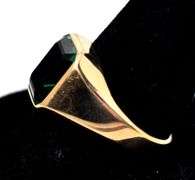 Wonderful 10K Yellow Gold Green Glass Gemstone Men's Ring