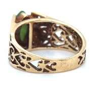 10kt Yellow gold marquise green Jade ring
