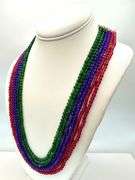 Stunning  397 Cttw 6 Strand Natural Ruby Emerald Sapphire Necklace