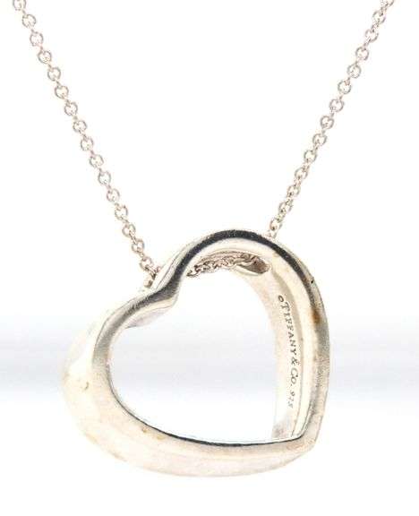925 Sterling silver Tiffany & Co heart shaped pendant on chain