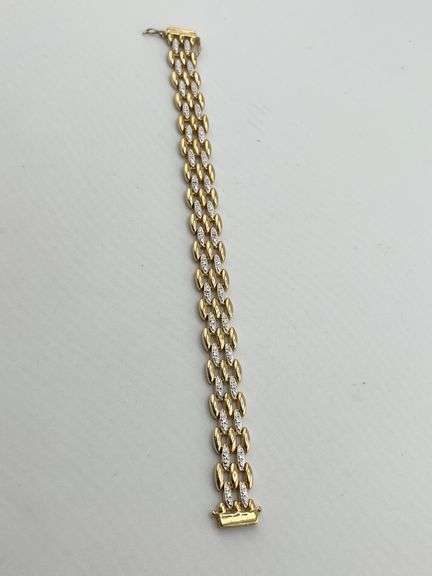 925 Gold tone Sterling Silver Ross- Simons Style With CZ Accent Bracelet