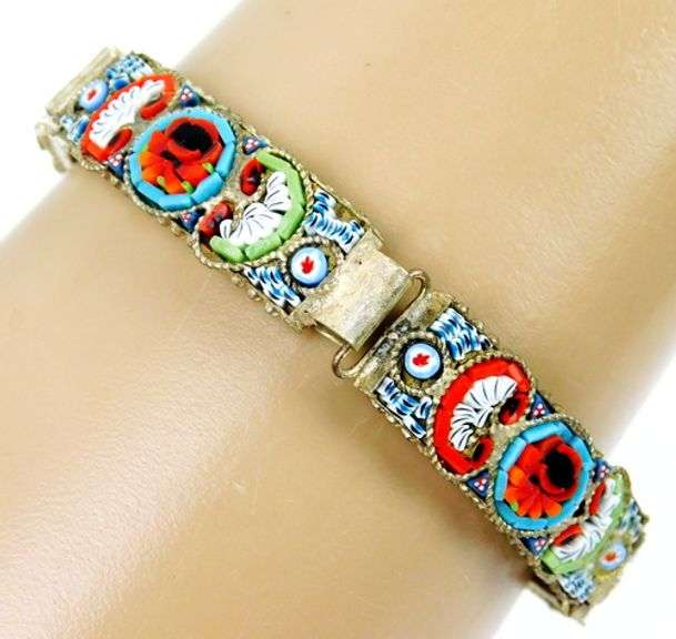 Vintage Italian Micro Mosaic Bracelet, 7.75 Inches
