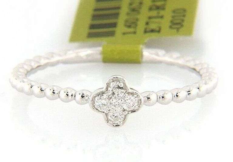 New 0.08ctw Diamond Clover Beaded Ring in 14K