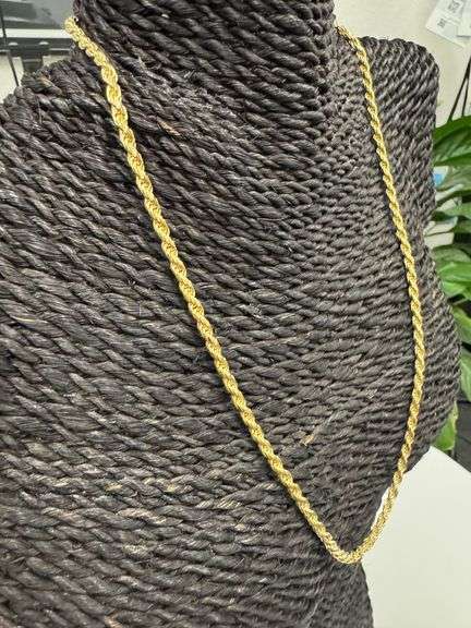 Gold Plated Sterling Silver Diamond-Cut Rope Chain 3.5mm Solid 925 Italy Necklace 20"