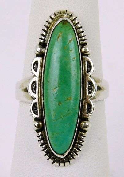 Vintage Sterling Turquoise Navajo Ring, Size 5