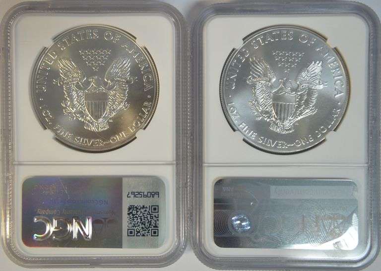 Near Perfect 2014 & 2015 $1 American Silver Eagles. NGC MS69