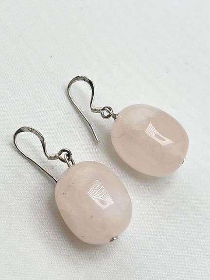 925 Sterling Silver Pink Quartz Danfle earrings