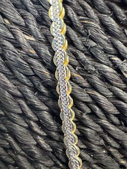 Gold Plated 925 Sterling Silver 3.5mm Serpentine 2-Tone Chain Link Italy Necklace 18"