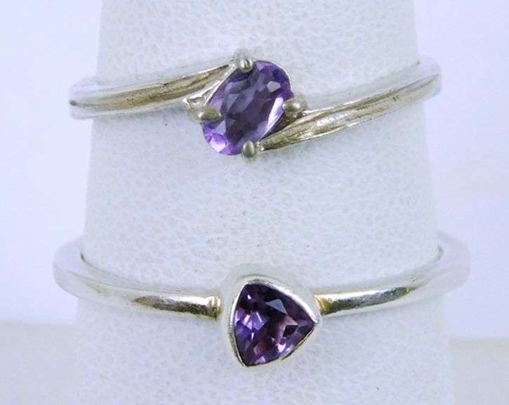 2 Sterling Silver Amethyst Rings