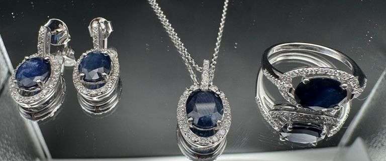 8.78CTW OVAL SAPPHIRE & DIAMOND 3-PIECE BOUTIQUE SET