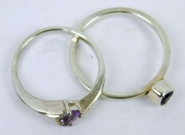 2 Sterling Silver Amethyst Rings