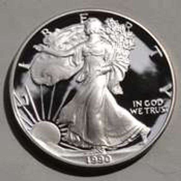 1990 S Proof Silver Eagle with Box & Paper
