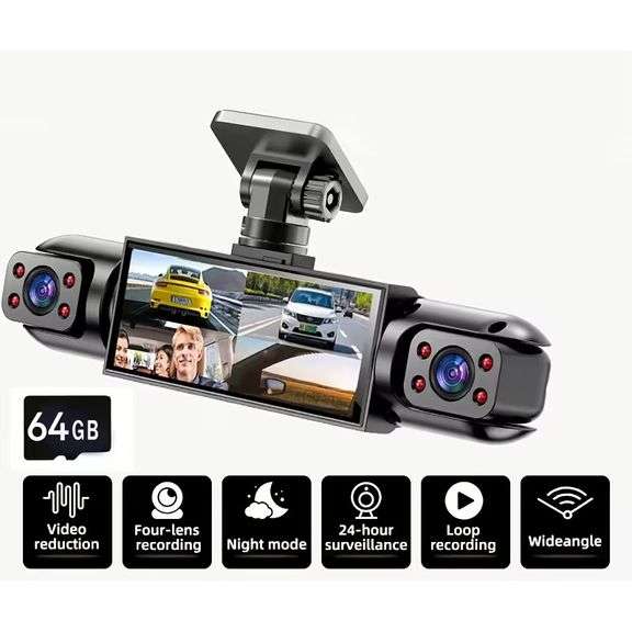 360° HD Dash Camera System with Quad View Recording