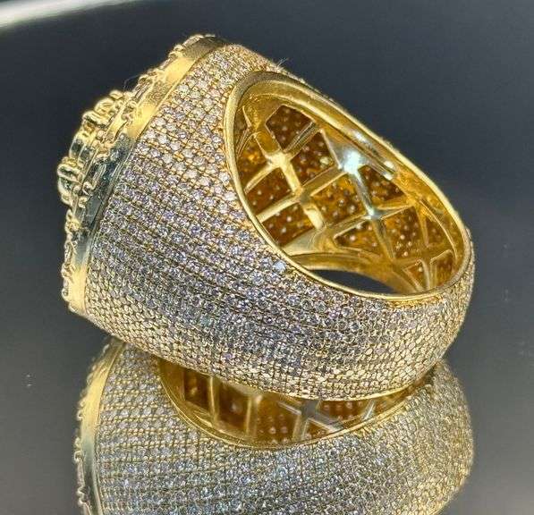 Men's Massive 16.59 CTTW 14k Yellow Gold & Moissanite Ring | 44.5g | Size 13