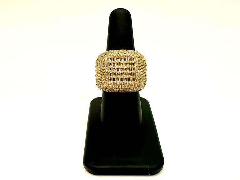 Men's Dynamic 14 Kt Yellow Gold Plate 5.85 Cttw Simulated Diamond Ring