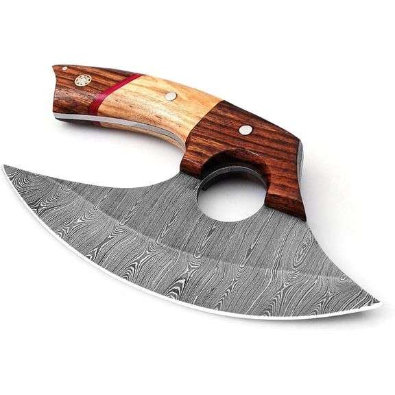 Hand Forged Damascus Steel Rosewood and Olive Wood Handle