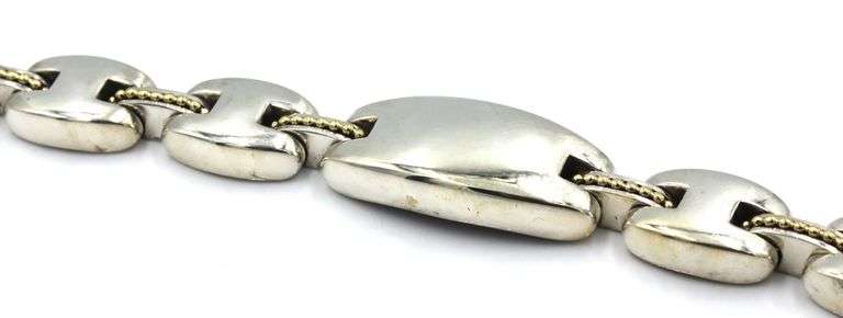 925 Sterling silver Lagos Caviar two tone Panel bracelet