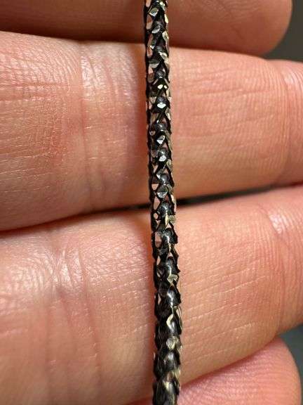Sterling Silver Black Rhodium Plated Prism Diamond-Cut Franco Chain 2.5mm 925 Italy 18"