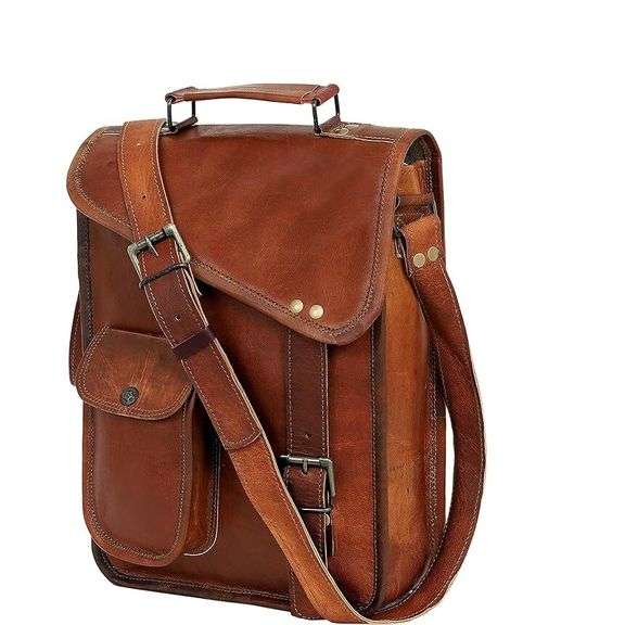 Distressed Genuine Leather Messenger Satchel