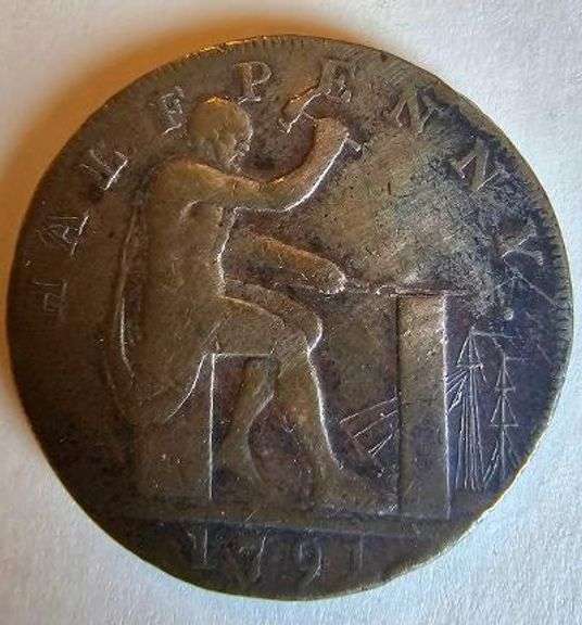1791 John Wilkinson Ironworks Copper Half Penny Token