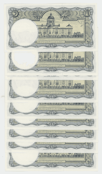 10 Superb Gem CU Thailand 1 Baht Notes in sequence (P-74)